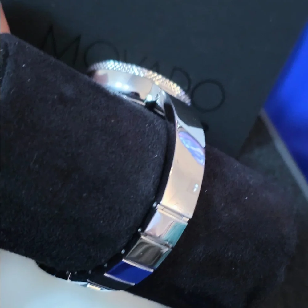 Movado Edge 28mm Swiss Made Women's Bracelet Watch Box and Papers